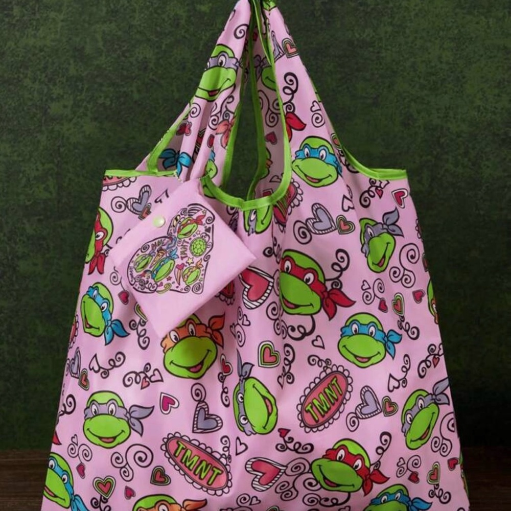 Pink TMNT Tote Bag with Pouch
